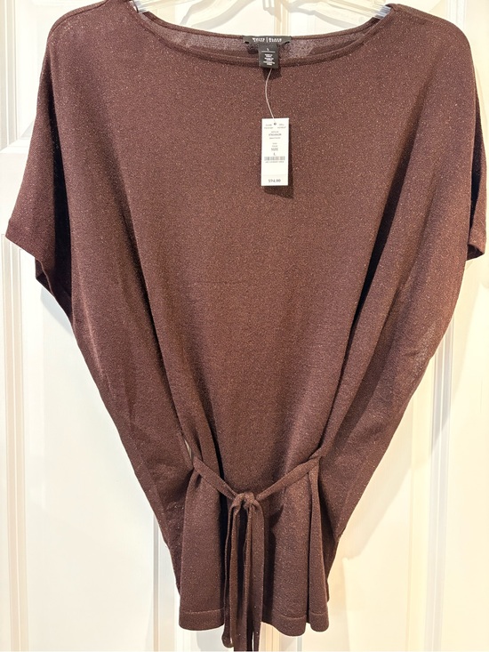 White House Black Market Tops - NWT White House Black Market Metallic Tie Waist Dolman Top Brown L⁠